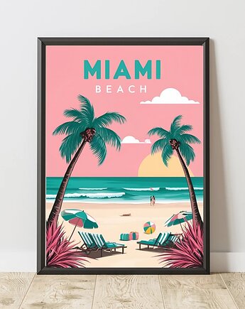 PLAKAT dekoracyjny pastelowy, miami beach poster, black dot studio