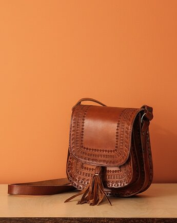 Torebka damska skórzana ręcznie robiona góralska Luisa, SempreArte