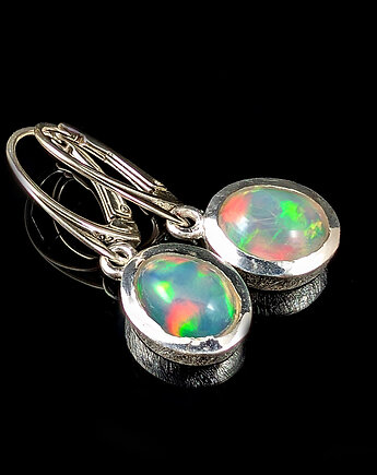 Kolczyki srebrne Multibarwne opale, Pracownia Neores