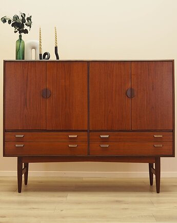 Highboard tekowy, duński design, lata 60, produkcja: Dania, Przetwory design
