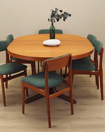 Komplet sześciu krzeseł tekowych, lata 60, N. & K. Bundgaard Rasmussen, Przetwory design