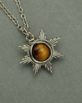 Mały wisiorek słoneczko tygrysie oko wire wrapping słońce, Agata Rozanska