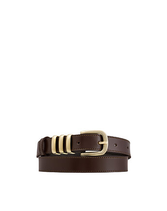 Pasek skórzany Stylish Gold Dark Brown, bellera