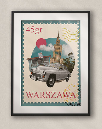 Plakat U nas w Warszawie - Kolaż Fine Art - Dekoracja Ścienna Do Salonu, DAPIDOKA