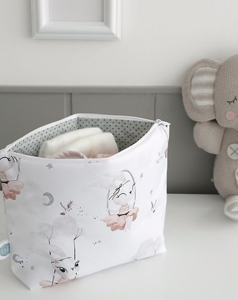 Biała kosmetyczka w króliczki duża, OKAZJE - Prezent na Baby shower