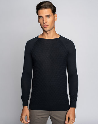 Sweter męski lerici o-neck granatowy, BORGIO