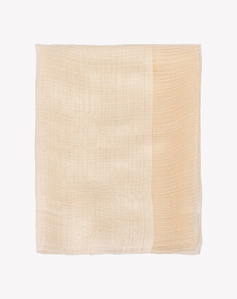 Szal wieczorowy jedwab z wełną beżowy z ozdobną złotą nitką 70x190 cm, ALLORA BE UNIQUE