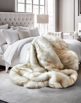 Luksusowy koc z futra sztucznego lis polarny, Milsen Design