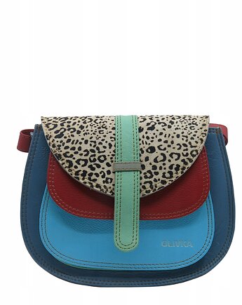 Torebka damska na ramię skórzana pojemna kolorowa ze skrawków eko OLIVKA, Olivka Warsaw