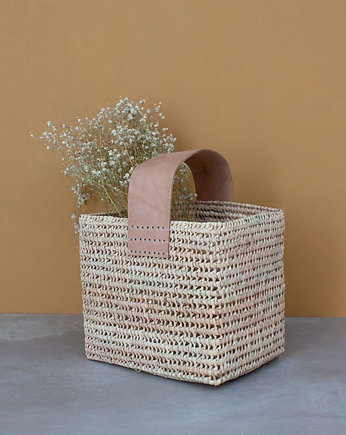 Koszyk kwadratowy skórzany uchwyt, naniby