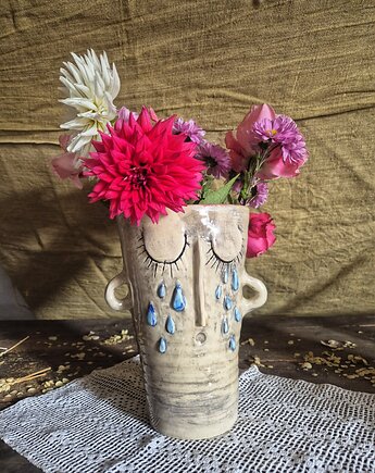 Wazon Smutek Przemijania, Wazon na kwiaty,  Wazon Rzeźba Twarz, Wazon Twarz, Fiona Ceramics