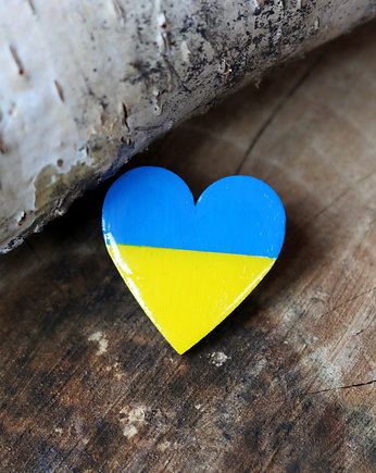 Wspieramy UKRAINĘ! Przypinka serce z flagą Ukrainy, EkoCraft