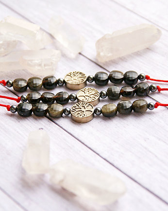 Ochronna bransoletka - drzewo życia, obsydian