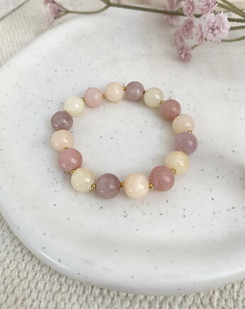Bransoletka z jadeitów, kalcytów - stal szlachetna pozłacana, Coccola JEWELLERY