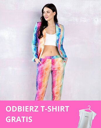Komplet garnitur damski Vibrant Rainbow wielokolorowa z dresówki GRATIS T-SHIRT, missAmiss