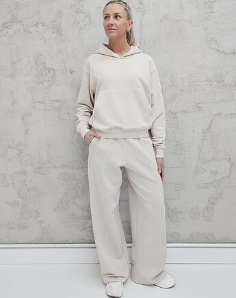 Komplet oversized kangurka i szerokie spodnie wide leg Cloud, Ablush