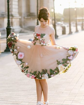 Gorsetowa sukienka z kwiatami 3d // GARDENIA, Lucky Dress Atelier