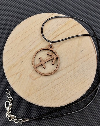 Naszyjnik wisiorek drewniany ZNAK ZODIAKU STRZELEC, SIAMIL ART