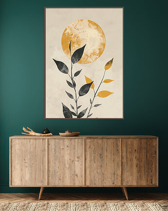 Liście palmy - Plakat, druk - Chiński Orient, Harmonia Zen, Roślinny #65, Black Sapphire Art