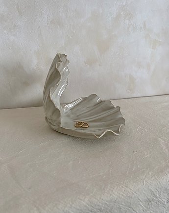 Ceramiczna Muszla Muszelka Skarbiec na Biżuterię Perłowy Gołąbek, Maison Fragile