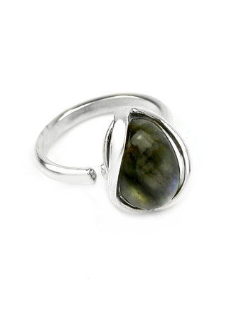 InspiRING Labradoryt Owal Mini srebro, Brazi Druse Jewelry