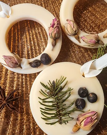 Zestaw trzech zawieszek do szafy lub na choinkę z wosku sojowego, Papilio Naturals