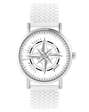 Zegarek - Kompas - silikonowy, biały, yenoo