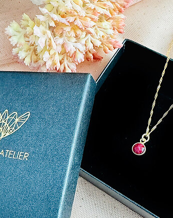 NASZYJNIK z rubinem, minimalistyczny naszyjnik, Anemon Atelier
