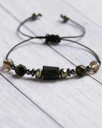 Ochronna bransoletka - turmalin, piryt, obsydian, kaktusia