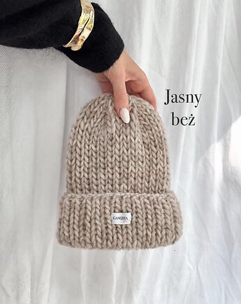 Czapka Lily 100% wełna *jasny beż*, GANGSTA KNIT