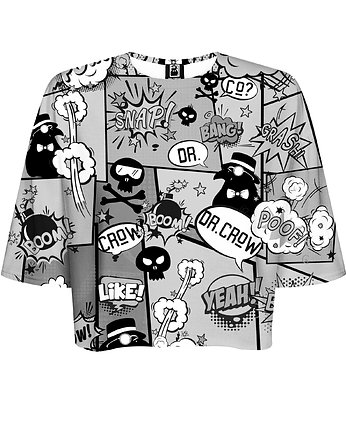 DR.CROW T-shirt Krótki CROP Komiks Black, DrCrow