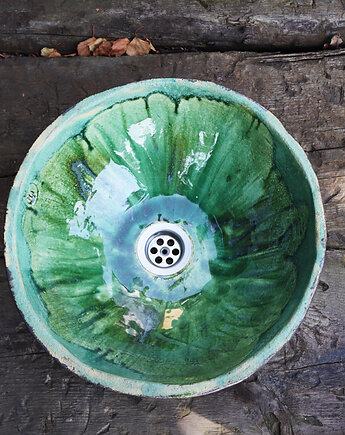 Umywalka zielona, umywalka nablatowa, umywalka ceramiczna, okragła, Ceramika Nastawka