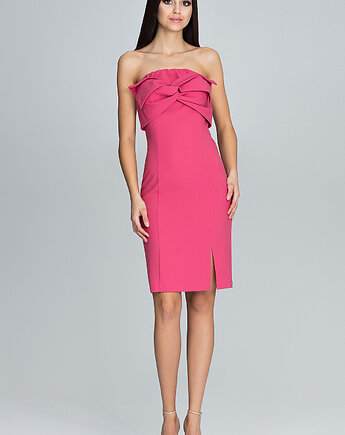 Elegancka dopasowana sukienka koktajlowa midi bez rękawów M571, FIGL