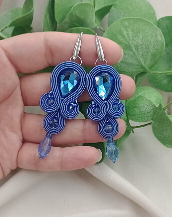 Kolczyki periwinkle, eleganckie kolczyki, wiszące kolczyki, Soutacheria