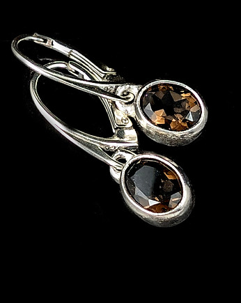 Kolczyki srebrne barocco- kwarce dymne, Pracownia Neores