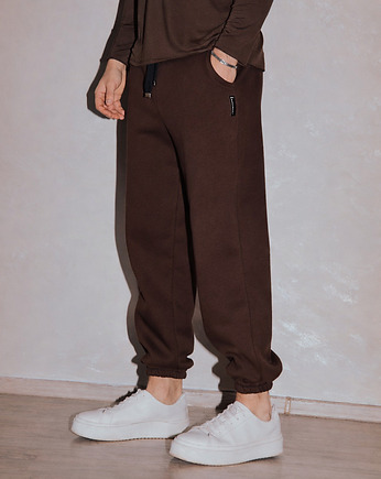 Szerokie dresowe spodnie BASIC OVERSIZE czekoladowe, lemme
