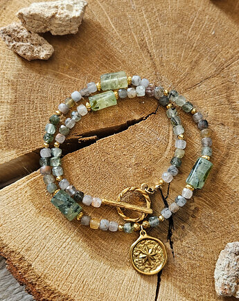 Choker z kwarcem, frenitem i zawieszką, REVEAL