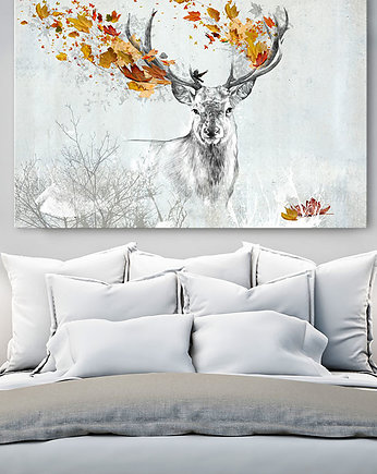 OBRAZ NA PŁÓTNIE -  120x80cm - JELEŃ JESIENIĄ, LUdesign gallery