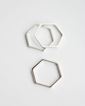Rhodium Plated Hexagon Shape Ring, Le Boho Bleu