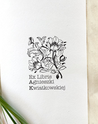 Kwiaty ART DECO - pieczątka Ex Libris, Malu Studio