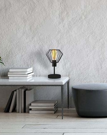 Industrialna lampka stołowa do salonu z diamentowym kloszem GALLE LOFT, lampy loftowe LYSNE LOFT