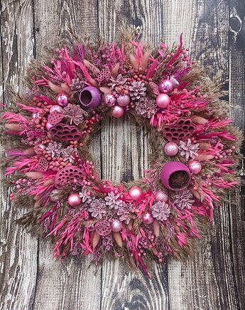 Świąteczny wieniec w odcieniach ma linowych, #S4, 45 cm, Homeliness Art Decor