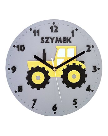 Zegar dla chłopca z żółtym traktorem i imieniem, SongBird