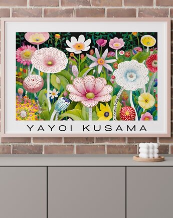 PLAKAT dekoracyjny pastelowe kwiaty Yayoi Kusama,  poster, black dot studio