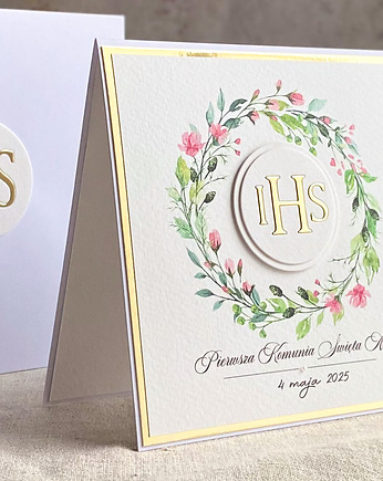 Kartka na komunię z ozdobną kopertą, 85d, Anna Art and Crafts