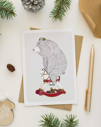 Kartka na Boże Narodzenie "Miś", Anna Bednarczyk Ilustracje