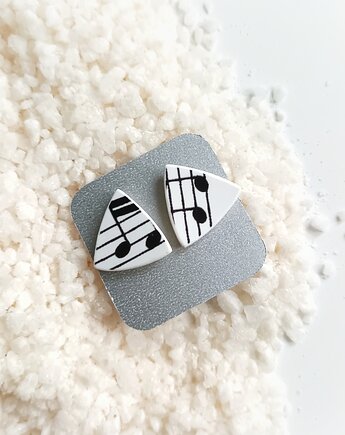 Kolczyki ceramiczne w nuty, biżuteria z talerzy