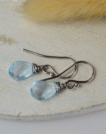 Topaz niebieski krople - srebrne kolczyki, Sunflower Kornelia Kubinowska