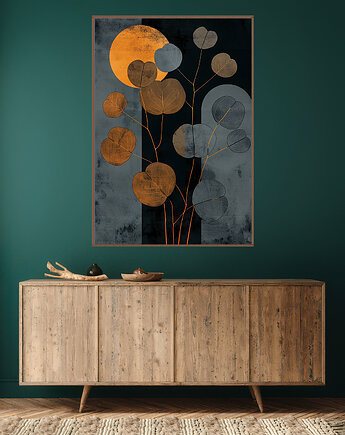 Liście eukalipstusa - Plakat, druk - Chiński Orient, Zen, Wabi Sabi #94, Black Sapphire Art