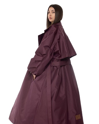 Płaszcz typu trencz maxi oversize burgundowy, OSOBY - Prezent dla przyjaciółki